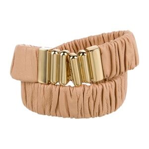Sandro Ruched Leather Belt with gold buckle - FREE SHIPPING
